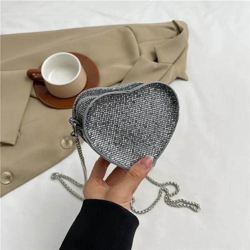 

Модная блестящая женская сумка через плечо с бриллиантами, сумки через плечо для женщин, сумка-цепочка для женщин, дизайнерские сумки one size серебряный