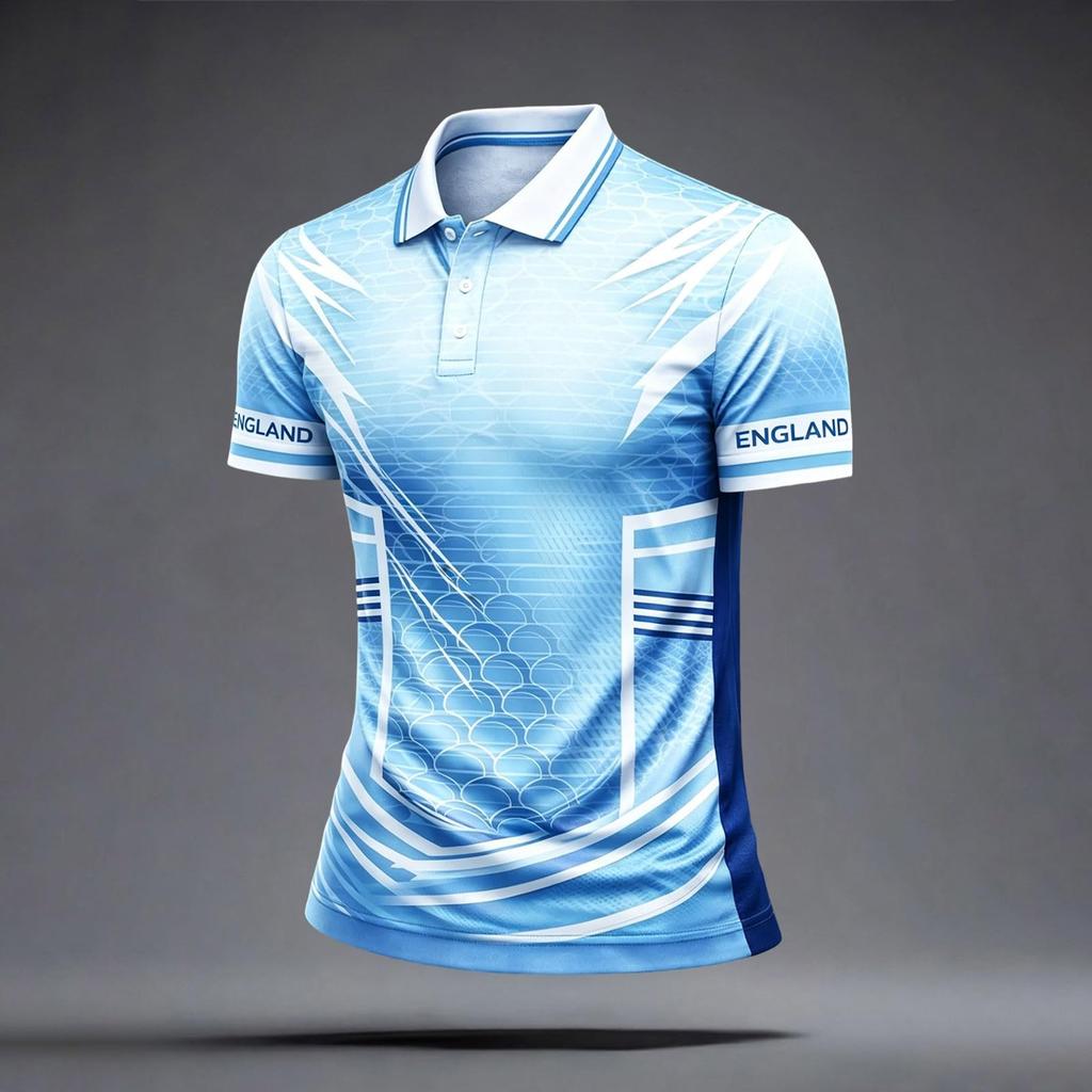 Men's Classic Polo Shirt Football Jersey England Style Short Sleeve Button Collar Lightweight Breathable Fabric Sportswear