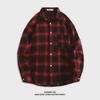 Men's Korean-Style Black and White Plaid Long-Sleeve Casual Shirt