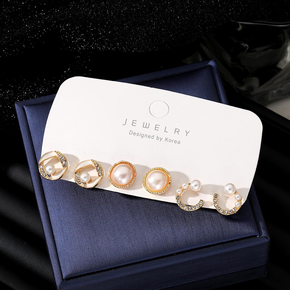 2023 Perlenkarten-Set mit 3 Ohrringen, luxuriöses Perlen-Diamant-Ohrring-Set, modisches Damen-Elegantes Set mit 6 Mädchen-Geburtstagsparty-Geschenken, hundert passende Schmuckstücke