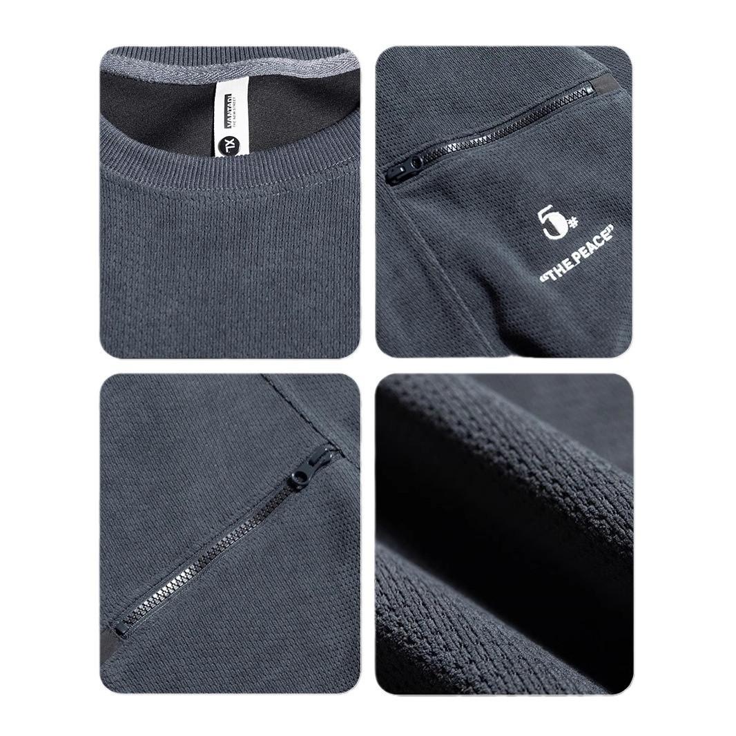 Осенний американский инструментальный мужской свитер с карманом на молнии — фото 6