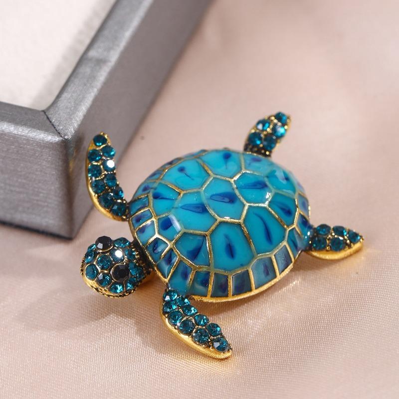 Fashion Sparkle Retro Turtle Brooch for Women Men Creative Personality Clothing Accessories Party Zircon Wedding Gift