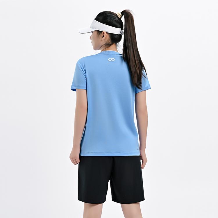 Li Ning Serie Tennis da Tavolo Sport Casual Minimalista Color Block T-Shirt Manica Corta Unisex Top Azzurro AAYV071-3