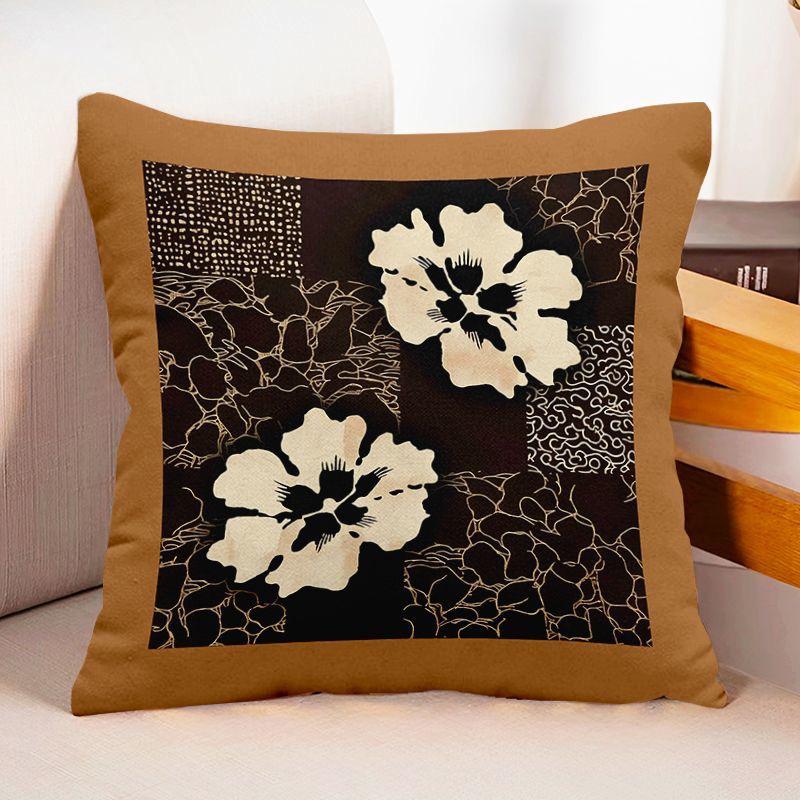 Simple Art Pattern Square Polyester Pillowcase, Sofa Living Room Decorative Cushion Cover, Bedroom Bedside Pillow Cover