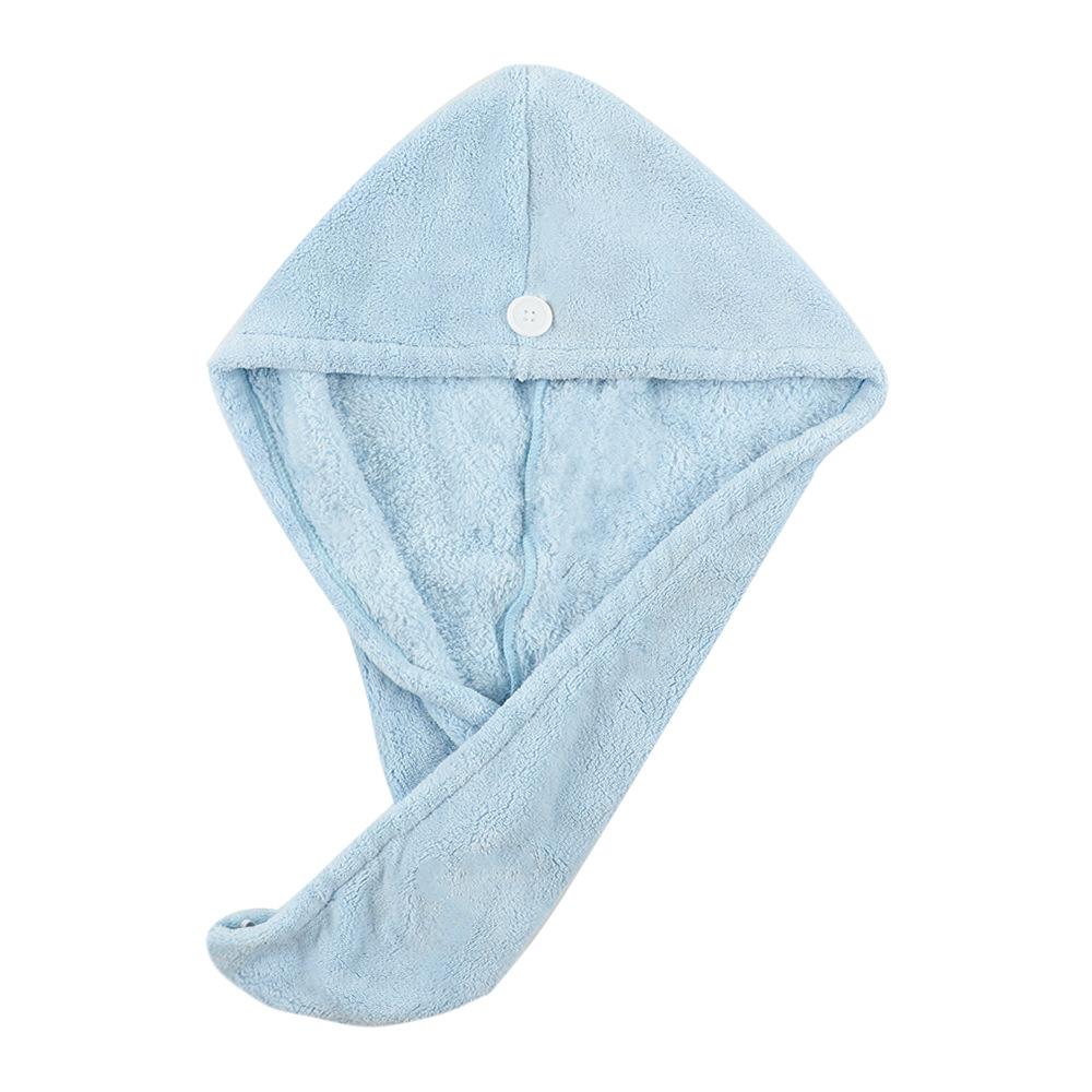 

BSCI GRS Утолщенная коралловая флисовая шапочка для сушки волос, приятная к коже, мягкая, впитывающая, полотенце для сушки волос, артефакт для шампуня 25*65cm синий