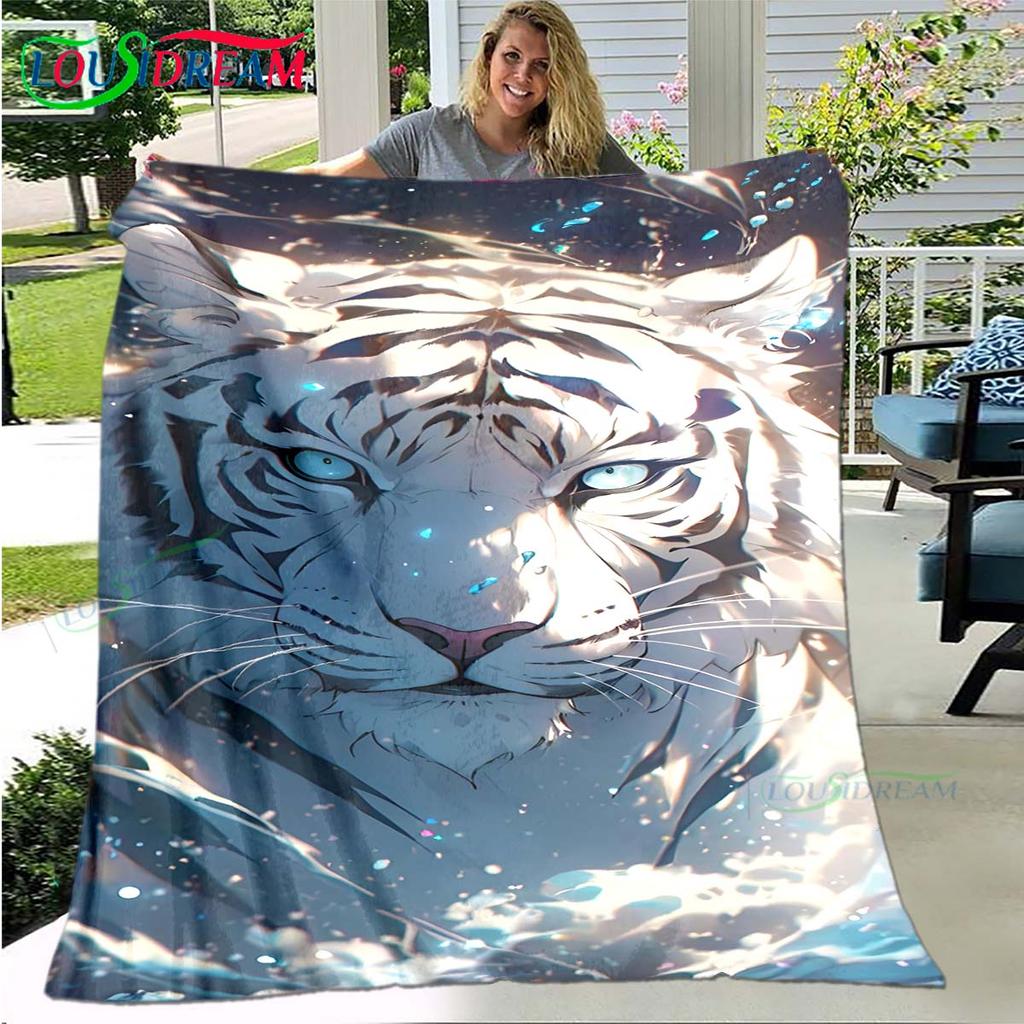Hot Tiger Painting Print Flannel Adult and Children Blanket Sofa Bed Decoration Blanket Portable Blanket Bath Towel Gift