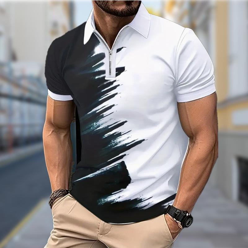 Cămașă Bărbați Polo Casual Fermoar Mânecă scurtă Moda Casual Fermoar Vară Primăvară Regular Fit Imprimare Graffiti Cămașă Imprimare 3D