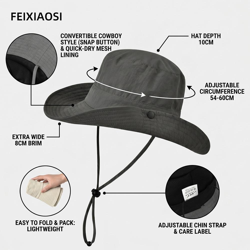 Sun Hats for Men Women Fishing Hat UPF Protection Wide Brim Bucket Hat Breathable Quick-Dry Water Rapellent Outdoor Hiking Beach Travel Summer Hats