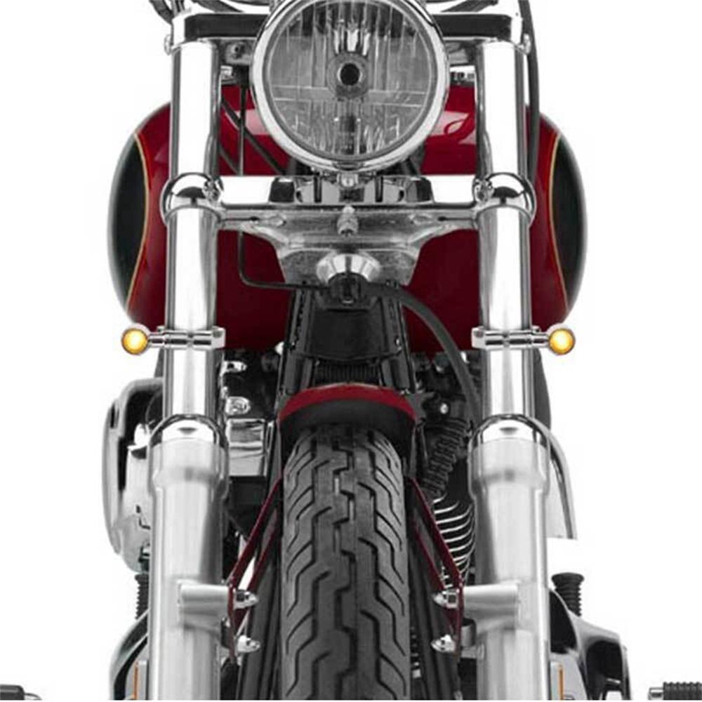 2Pcs Chrome Motorcycle LED Turn Signal Lights 41mm Fork Clamp Blinker Amber Indicator