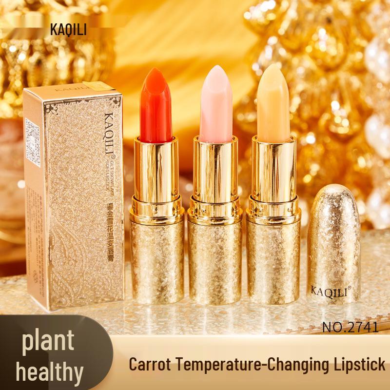 

Kaqili Gold-Plated Snowflake Color-Changing Lipstick - Long-lasting, Non-Stick Formula