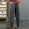 Women Casual Pants Elastic High Waist Loose Fit Thickened Sweatpants with Pockets Solid Color Casual Trousers