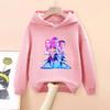 Demone Hunter Girl's Pink Hooded Streetwear Autumn Cute Anime Baby Pullover Kids Y2K Kawaii Long Sleeved T-shirt Casual Clothes