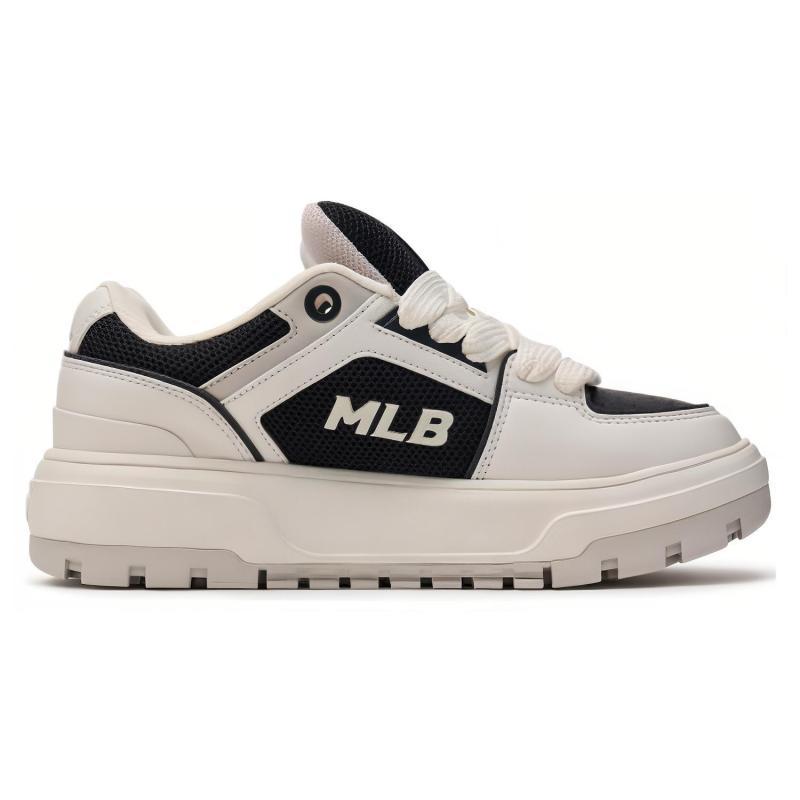 MLB Chunky Liner Shock Absorbers Slip Resistant Low top Casual Shoes Unisex White Black Sneakers 3ASXCLW4N-50BKS
