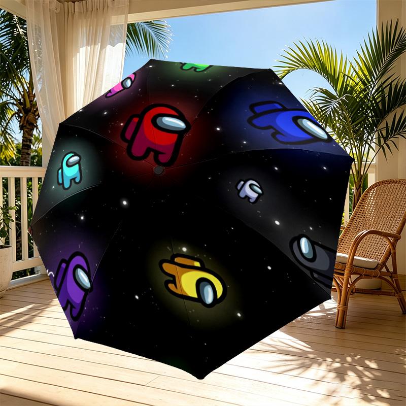 Among Us Print Automatic Open Close Umbrella, Portable Foldable Umbrella, for Outdoor Commute Camping Trip, Ideal Birthday Gift