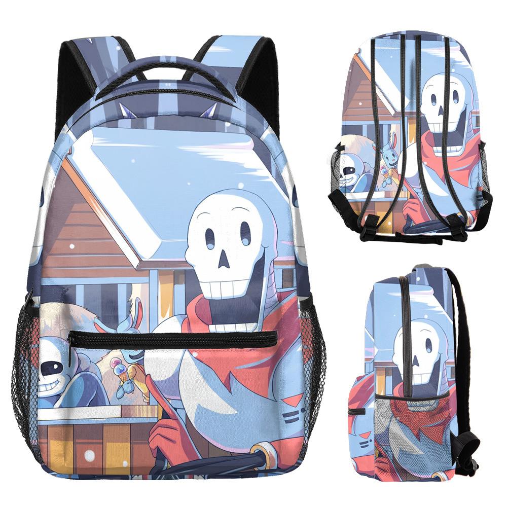Trendige Hip Hop Kpop Jugendliche Schultaschen Unisex Undertale Reisetaschen 3D-Druck Oxford Wasserdichte Notizbuch-Umhängetaschen