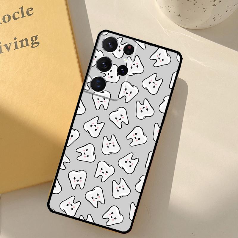 Dentist Tooth Pattern Phone Case For Samsung Galaxy S23 S20 S21 S22 S24 S25 Ultra S9 S10 Plus S25 FE Cover Shell