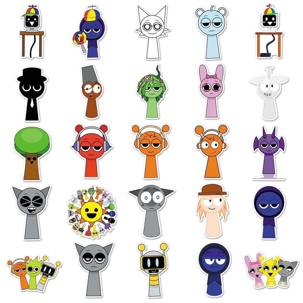 50-Pack Waterproof Cartoon Music Rhythm Stickers for Phones & Notebooks