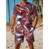 Fashion Men's Abstract Suit 3D Casual Color Printing Summer T-shirt Shorts Simple