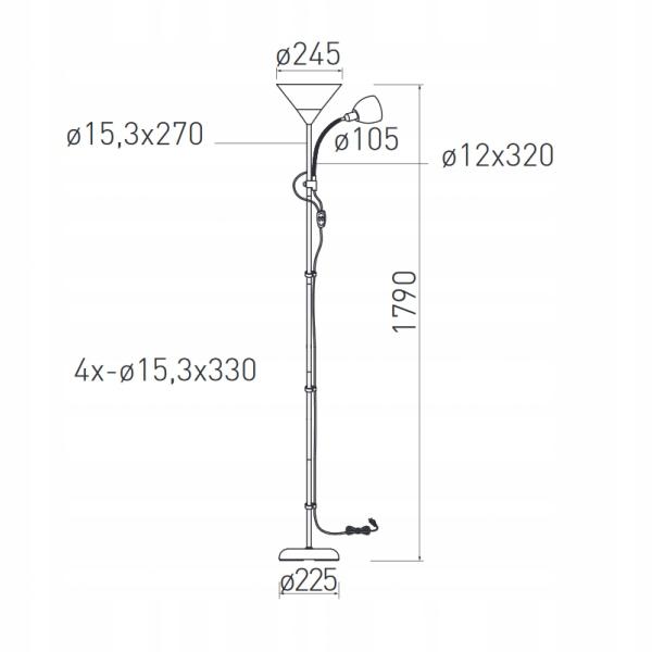 Benfica 60W E27E14 gray floor lamp