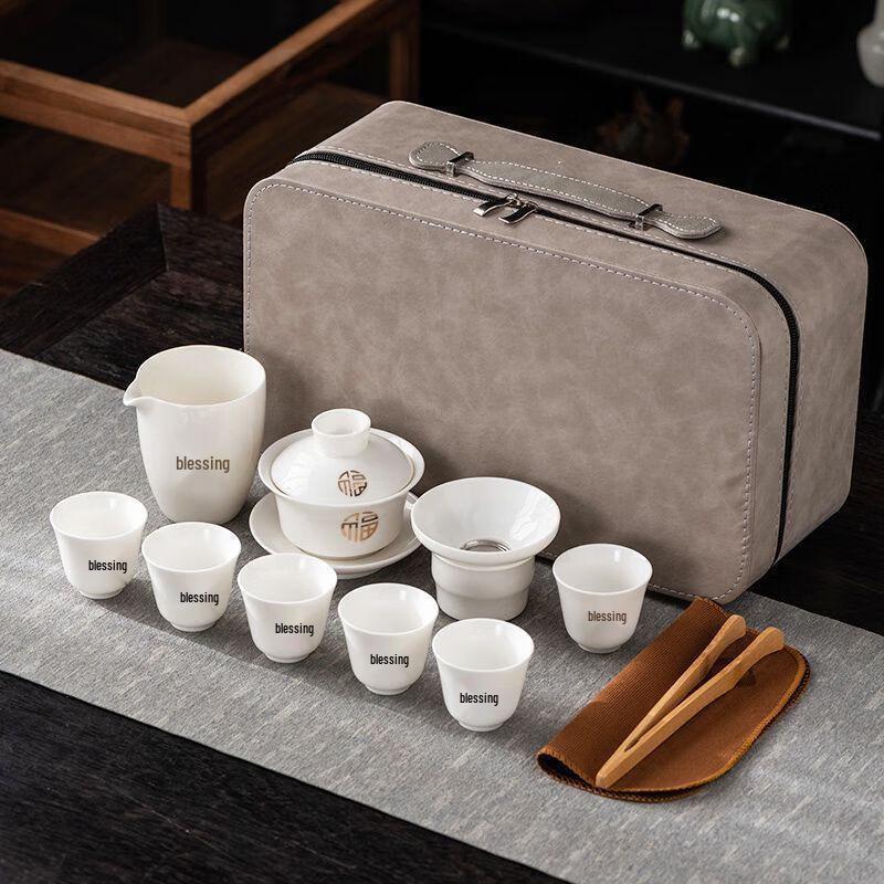 White Porcelain Mutton Fat Jade Style Tea Set