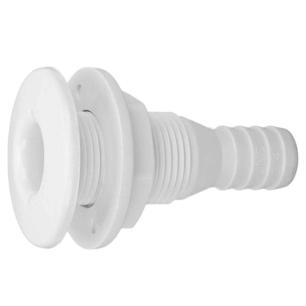 White Injection Molded Polypropylene Thru Hull Fitting Hose Coupling  Boat Drainage