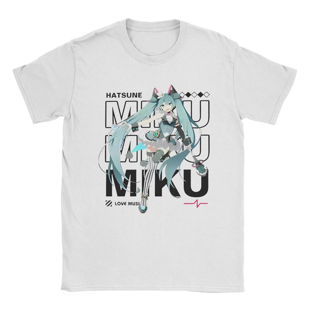 Men Women Hatsunes Mikus   Anime T Shirts  100% Cotton Tops Casual Short Sleeve Round Collar Tees Original T-Shirts
