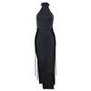 Goth Mørk Cosplay Høy Splitt Sexy Bandasje Damekjoler Y2K Mall Goth Halter Slim Midi Kjole Svart Stil Alt Partyklær