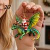 Novelty Festive Wall Decorations 2Pcs Santa Dragon Rider Christmas Ornament, 2D Acrylic Flying Handcrafted Hanging Ornaments Claus Decor, Tree