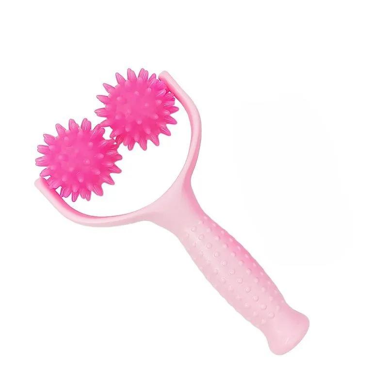 Spiky Muscle Massage Stick Roller for Deep Tissue - Portable Yoga Fitness Massager One Size розовый
