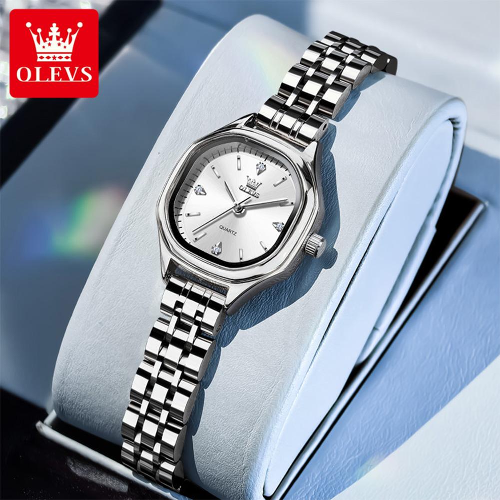 OLEVS 5888 Woman Watch Fashion Elegant Small Square Dial Gold Watches for Women Solid Steel Strap Original Quartz Wristwatches