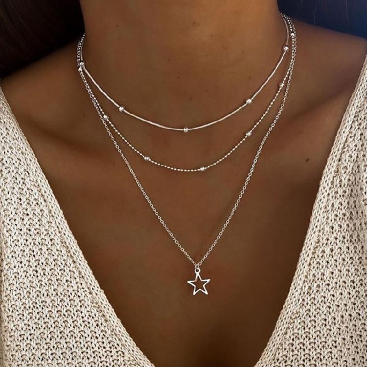 Fashion Edgy Star Pendant Necklace Handmade Clavicle Chains for Women Girls