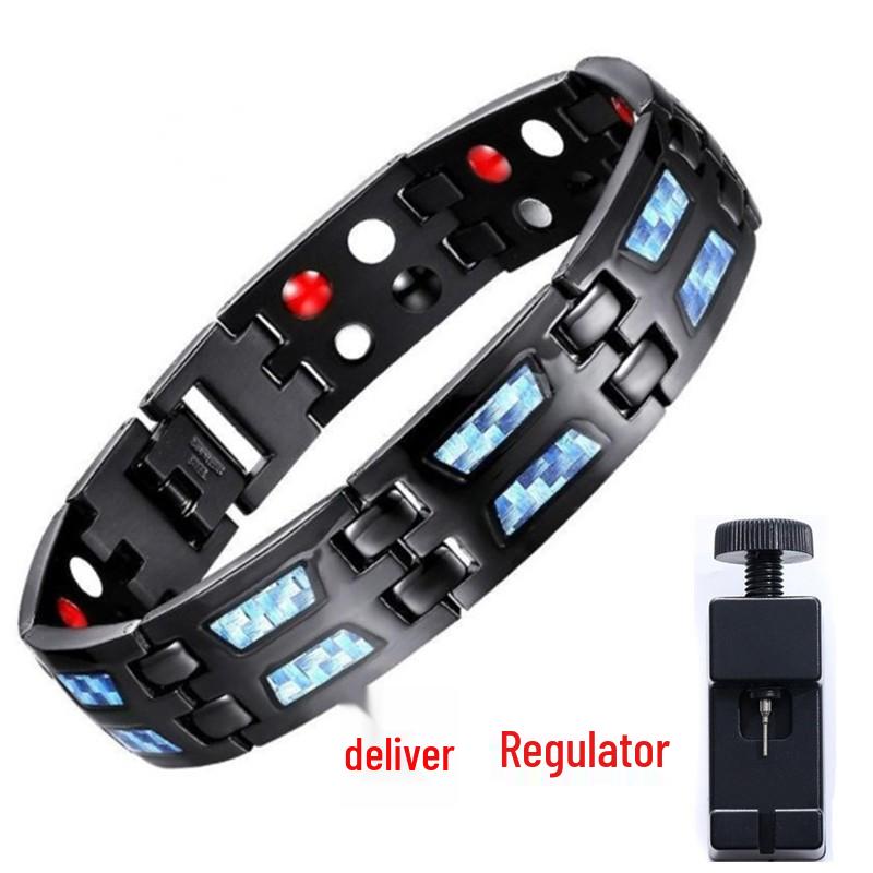 Yuyi Double Row Men's Carbon Fiber Magnet Bracelet - European and American Fashion.