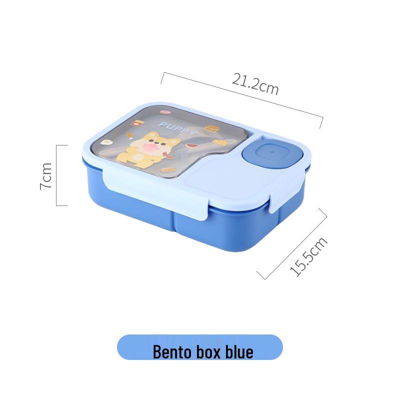 

Cartoon Cute Student Bento Box with Compartments, Large Capacity, Dipping Sauce Box, Cutlery, Microwave Safe Lunch Box