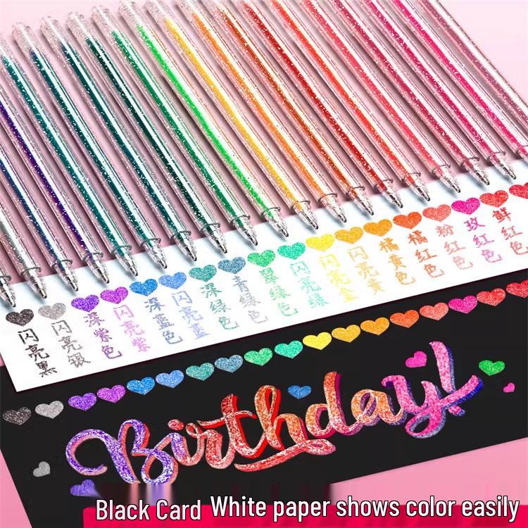 Luminous Color-Changing Glitter Gel Pen - Silver Light & Pearl Marker for Journaling