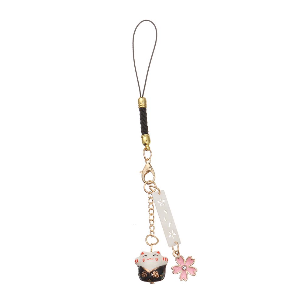 Lucky Cat Keychain Wrist Rope Phone Strap Lanyard Sakura Lucky Cat Phone Lanyard Anti-lost Lanyard