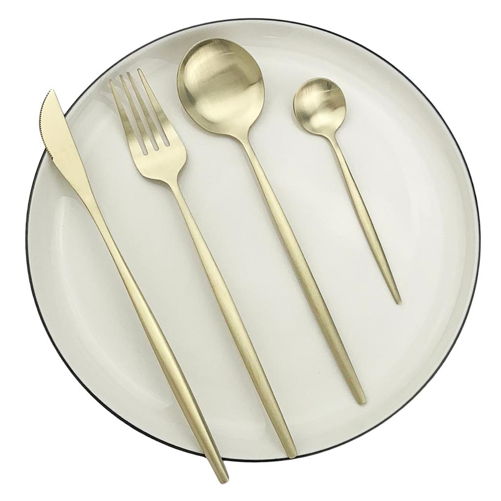 Matte Tableware Set Gold Cutlery Set Stainless Steel Dinnerware Set Knife Fork Spoon Flatware Teaspoon Western Kitchen Silverware