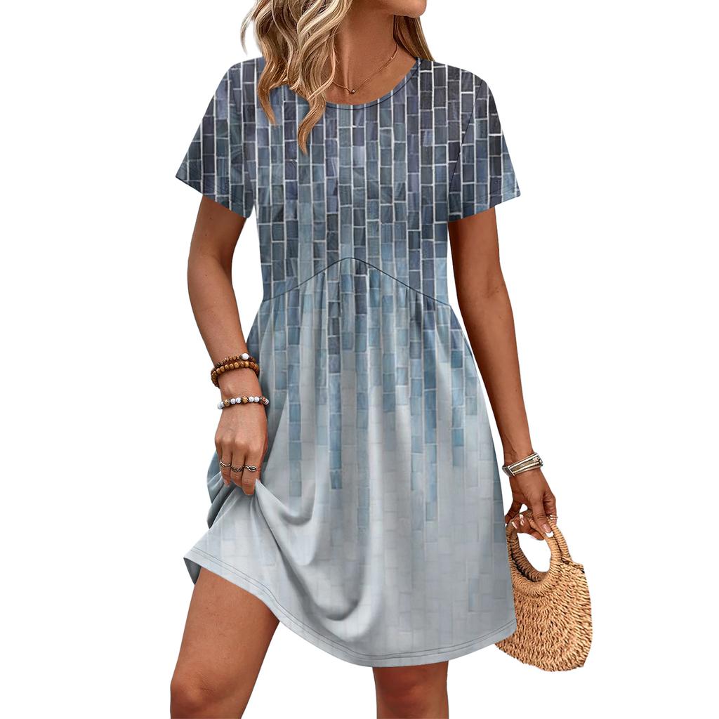 Dresses For Women Short Sleeve O Neck Casual Dresses Waist Maternity Dress With Pockets