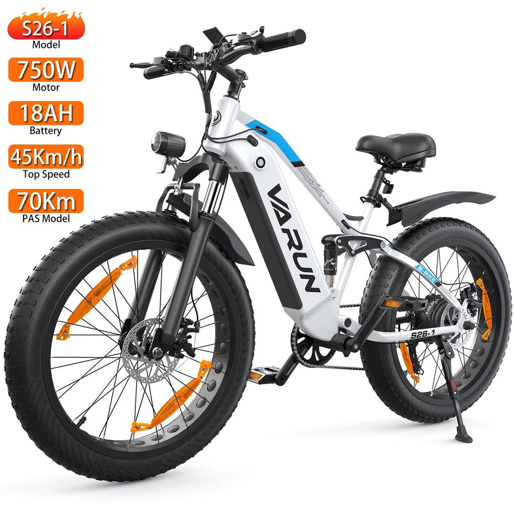 Electric Bicycle Adult VARUN 26" 750W Motor All Terrain Ebike 48V 18AH Max Range 70Km Load 150Kg S26