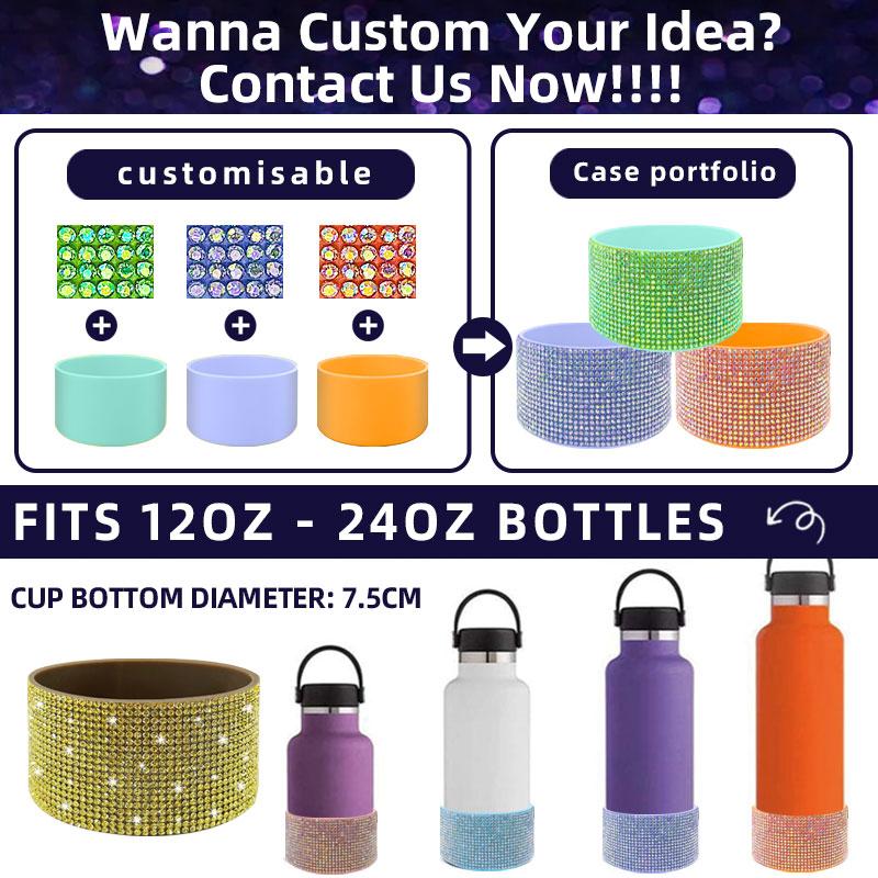 Rhinestone Protective Cover Diamond Anti-slip Cup Lid Bottom Cover Silicone Bottle Cap Cup Accessories Silicone Cup Cover Coaster