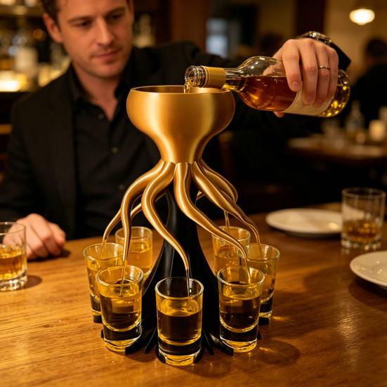 Dispenser di Vino, Forma di Polpo, con Scomparti a 6/8 Tentacoli Contenitore per Bevande, Divertente Accessorio da Bar Strumento per Cocktail per Feste e Riunioni