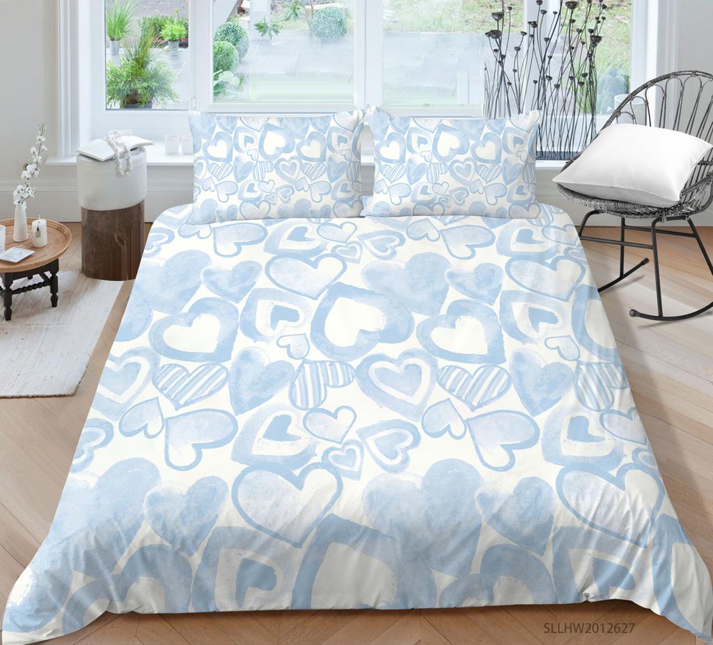 3D-Farbmuster bedruckte Bettwäsche, Einzelbett, Doppelbett, volle Größe, Vintage-Blumenmuster, Kissenbezug und Bettbezug, 2 oder 3 bequeme Heimdekoration