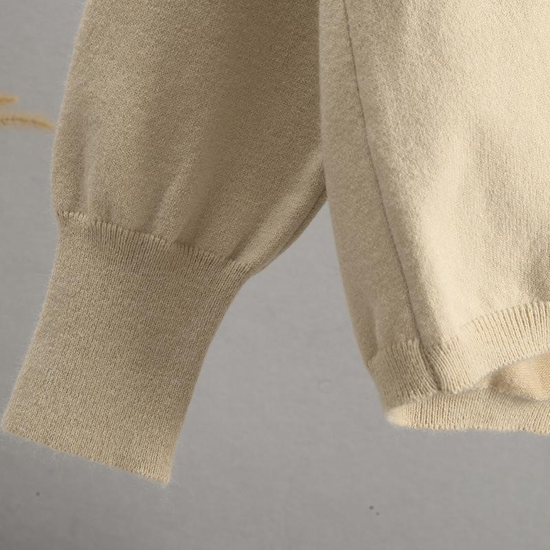 Høst og Vinter Alpakka Polokrage Dame Mote Enkel Ensfarvet Casual Strikket Genser