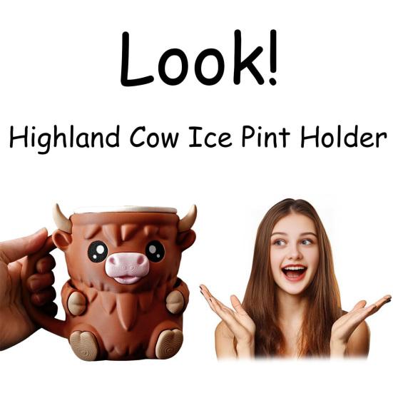 Highland Cow Ice Cream Pint Holder Insulated Ice Cream Cozy