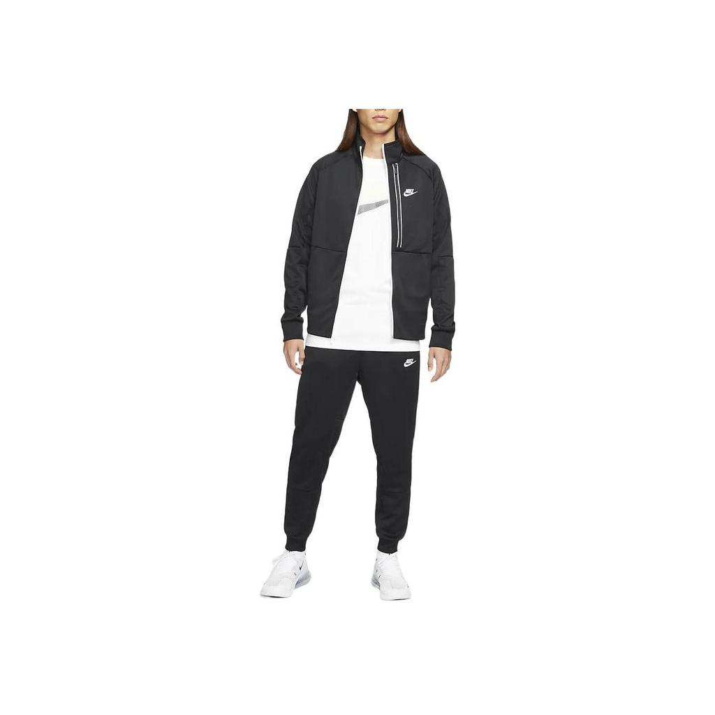 Nike Solid Color Casual Embroidered Logo Stand-Up Collar Jacket Men Outerwear Black DA0004-010
