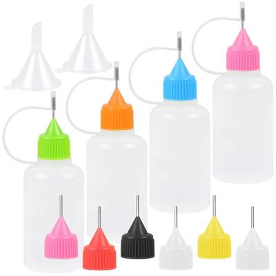 6Pcs Accuracy Needle Tip Glues Bottles Multipurpose Needle Tip Bottles for Designers and Artist with 2 Funnel