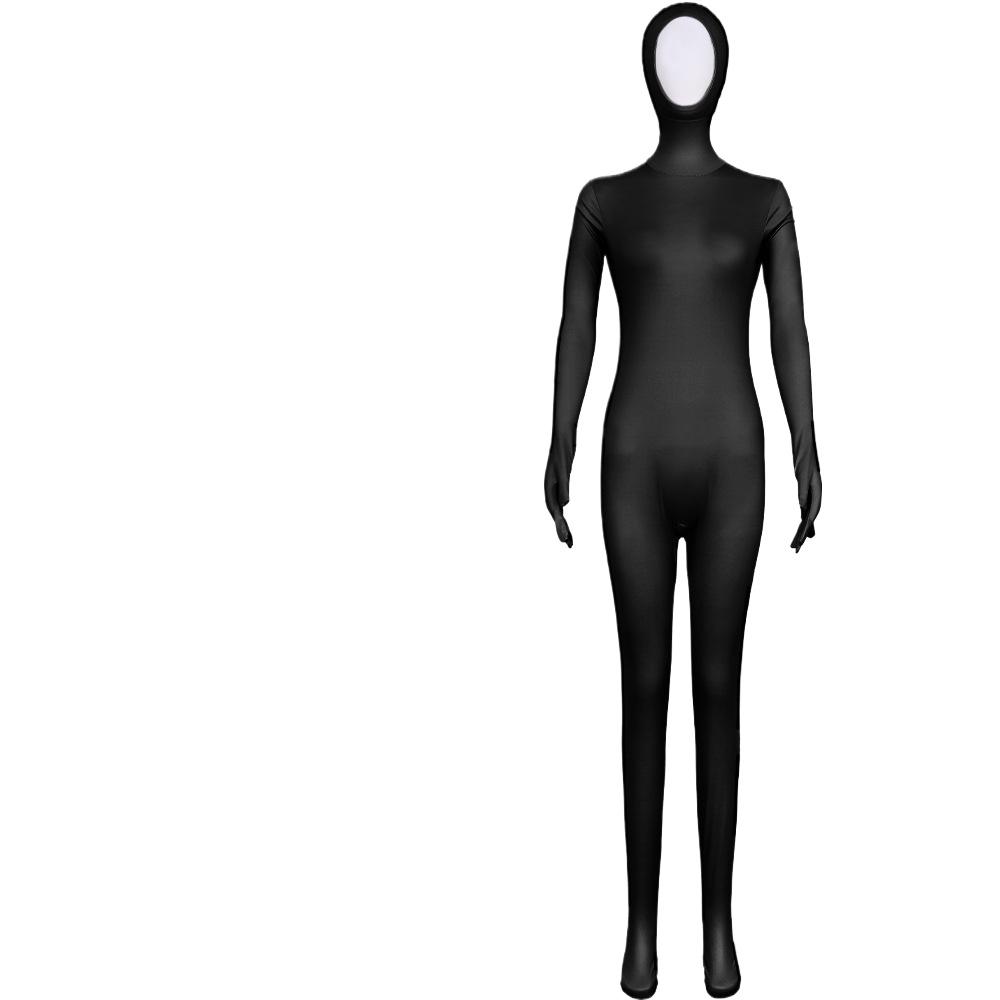 Effen Kleur Dames Face Up Jumpsuit Hand en Voet Strak Lichaam Eén Delig Podiumoptreden Zentai Meerdere Kleuren Cosplay Kostuum 190 zwart
