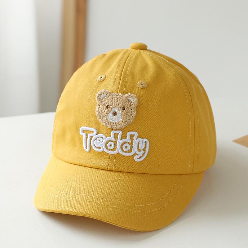 Bear Cap Baby 1-5 Years Old Baby Spring and Summer Sun Protection Baseball Cap Cotton Breathable Hat for Boys Girls