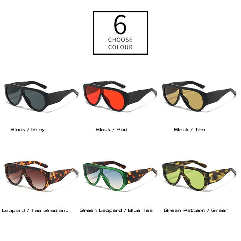 SHAUNA Gafas de Sol de Piloto Oversize de Moda para Mujer Retro de Una Sola Pieza Tonos Rojos Verdes UV400 para Hombre Gafas de Sol Degradadas