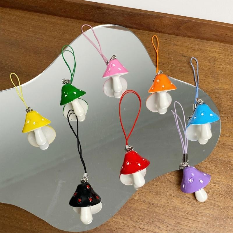 Mushroom Theme Keychain Colorful Resin Artwork For Keys Backpacks Trendy Practical Gift For Birthdays Celebrations