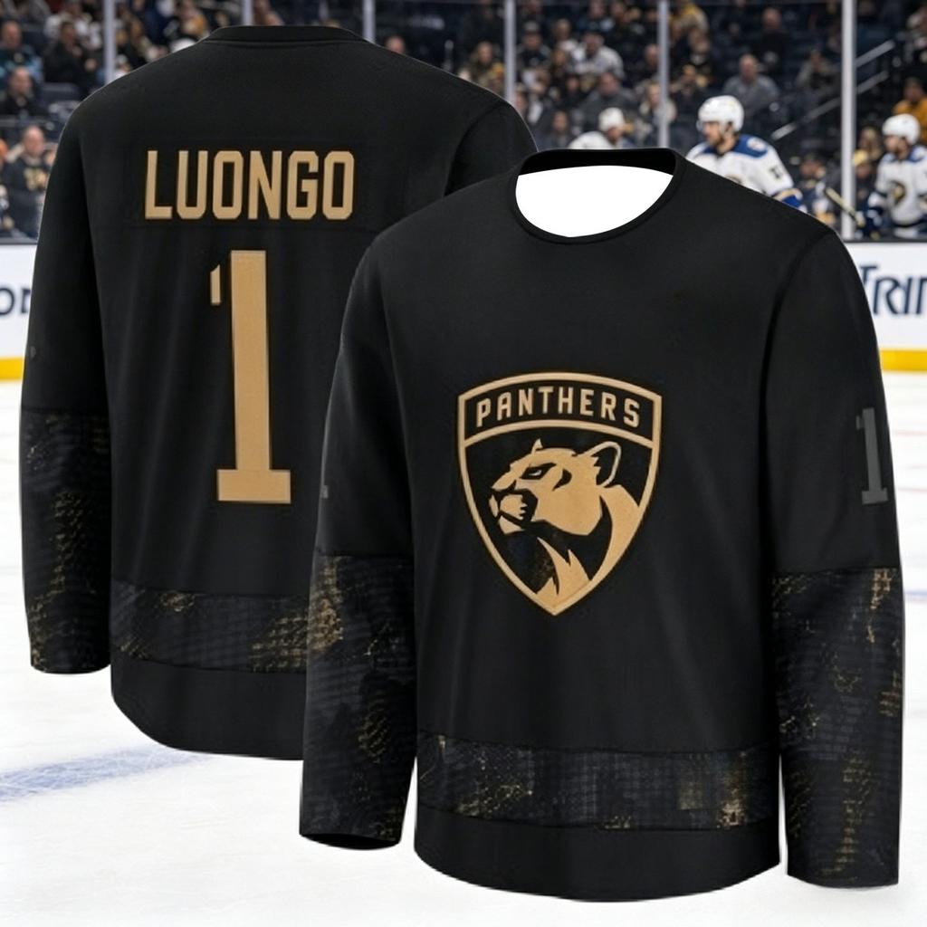 2026 Florida Herren Neue Schwarz-Gold-Edition Eishockey Trainingsanzug - 3D-gedrucktes, feuchtigkeitsableitendes Langarmshirt Familie